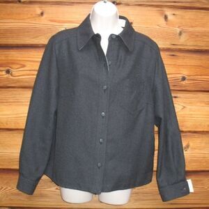 Gray Flannel Wool Tailored Button Down Top 12 14